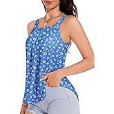 ANYFITTING Women's Built in Bra Tank Top 2025 Summer Trendy Tops Flowy Loose Fit Casual Halter Cami Camisole Outfits S-3XL