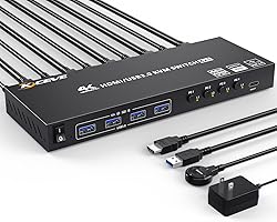 USB 3.0 KVM Switch HDMI 4 Port Support 4K@60Hz