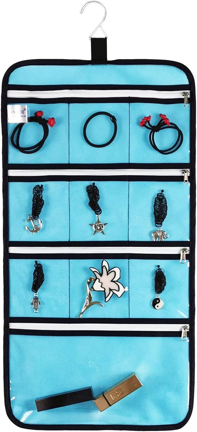 ANIZER Hanging Jewelry Organizer with 10 Zippered Clear