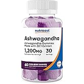 Nutricost Ashwagandha Gummies (Mixed Berry) 1,200mg Equivalent from 40mg of 30:1 Extract Per Serving, 60 Gummies for 30 Servings Per Bottle - Vegetarian, GMO Free and Gluten Free
