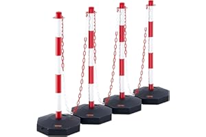 VEVOR Adjustable Traffic Delineator Post Cones, 4 Pack, Traffic Safety Delineator Barrier with Fillable Base 8FT Chain, for T