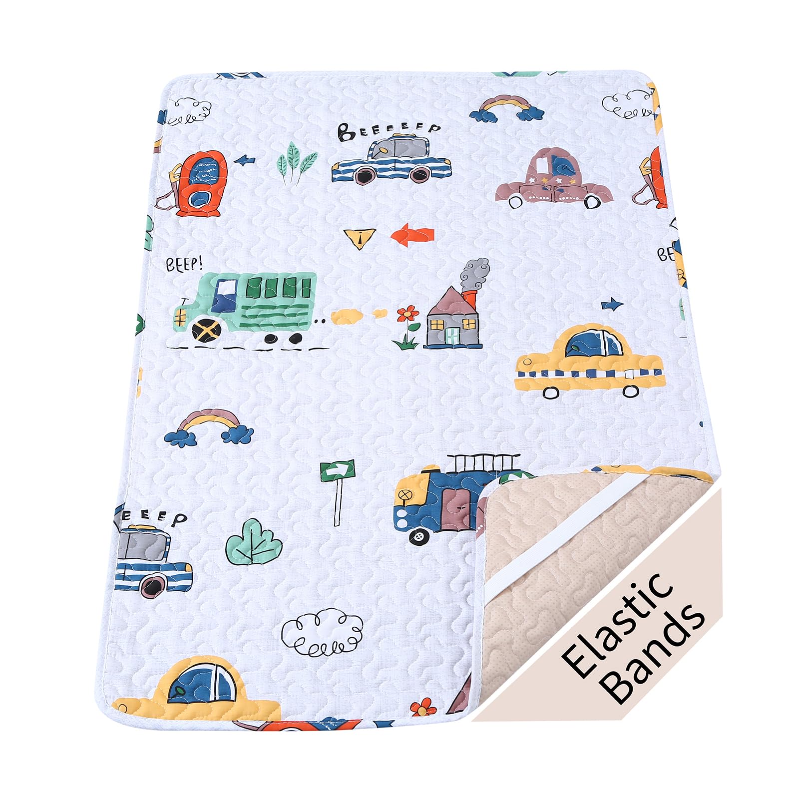Quilted Travel Cot Sheet, 95x65 cm, Breathable Thick Mattress Protector, Soft Foldable Cot Topper Cover