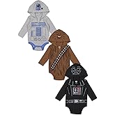 STAR WARS Baby 3 Pack Hooded Cosplay Bodysuits Newborn to Infant Sizes (Newborn - 24 Months)