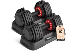 PIRIER Adjustable Dumbbell Set 55LB Dumbbells Weight, 10-in-1 Weight Dumbbell with Anti-Slip Metal Handle and Bicep Supports for Comprehensive Full Body Strength Training
