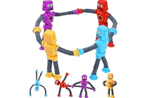 LIMPSKYS Suction Cup Robot Toy,Robot Toys,Robot Toys for Kids 3-5 5-7,pop Tubes Robots,Suction Cup Toys,Mini Robot,Autism Sensory Products,Toys for Ages 5-7,Sensory Toys for Kids with Autism (4 Pack Robot)