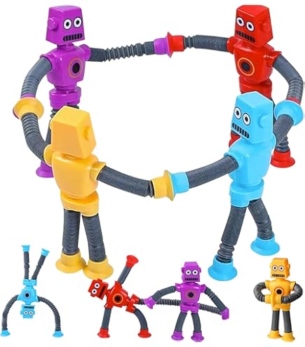 Pluffle Play Foam Robot Fidget Toys For Kids Pack LED Robotic