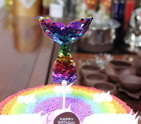 Amazon パーティーに最適 Sequinsキラキラフィッシュテールケーキプラグインパーティーケーキデザートデコレーション カラフル Leeleel カタログギフト 通販