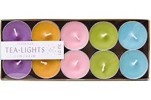 Paddywax Unscented Tea Light Candles Colorful Candle Tealights, Pack of 10, Spring Colors