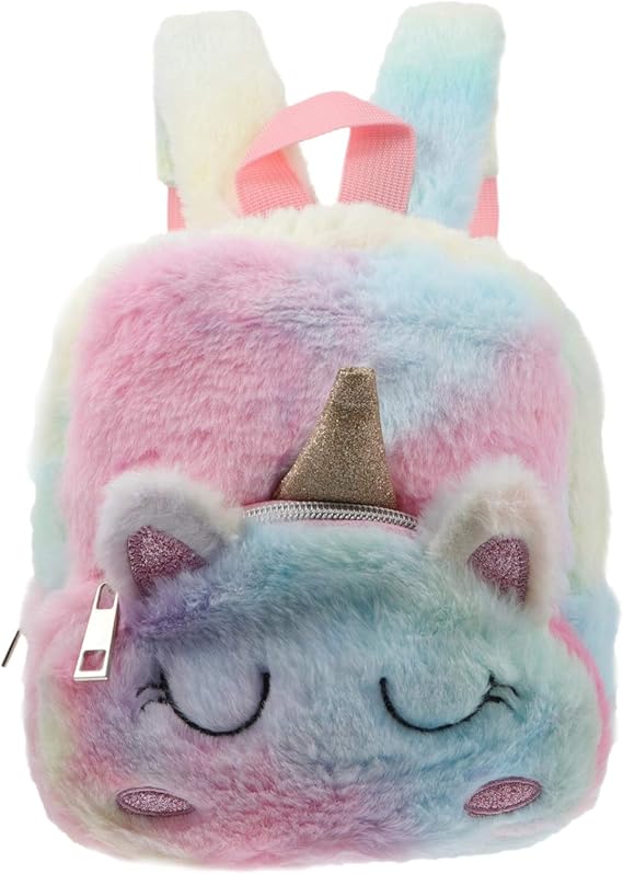 KESYOO Plush Unicorn Backpack Fluffy Faux Fur Todder Backpack Lovely