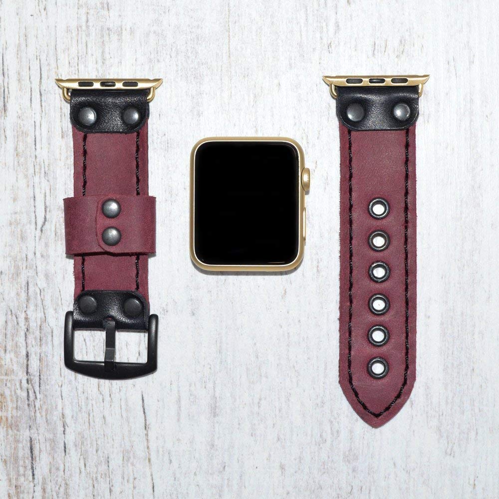purple leather watch strap