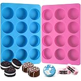 Round Chocolate Cookie Molds,SAGOOITS 12-Cavity Cylinder Chocolate Silicone Molds for Cookies Candy Jelly Mini Cakes and Muff
