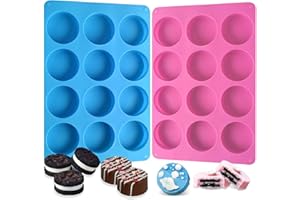 Round Chocolate Cookie Molds,SAGOOITS 12-Cavity Cylinder Chocolate Silicone Molds for Covered Oreo, Cookies Candy Jelly Mini 