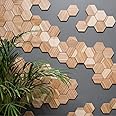 EWART WOODS Hexagon Wood Wall Art Modern Geometric Wood Wall Sculpture Honeycomb Wood Wall Decor Panels Unique Mosaic Unfinished Hexagons (50)