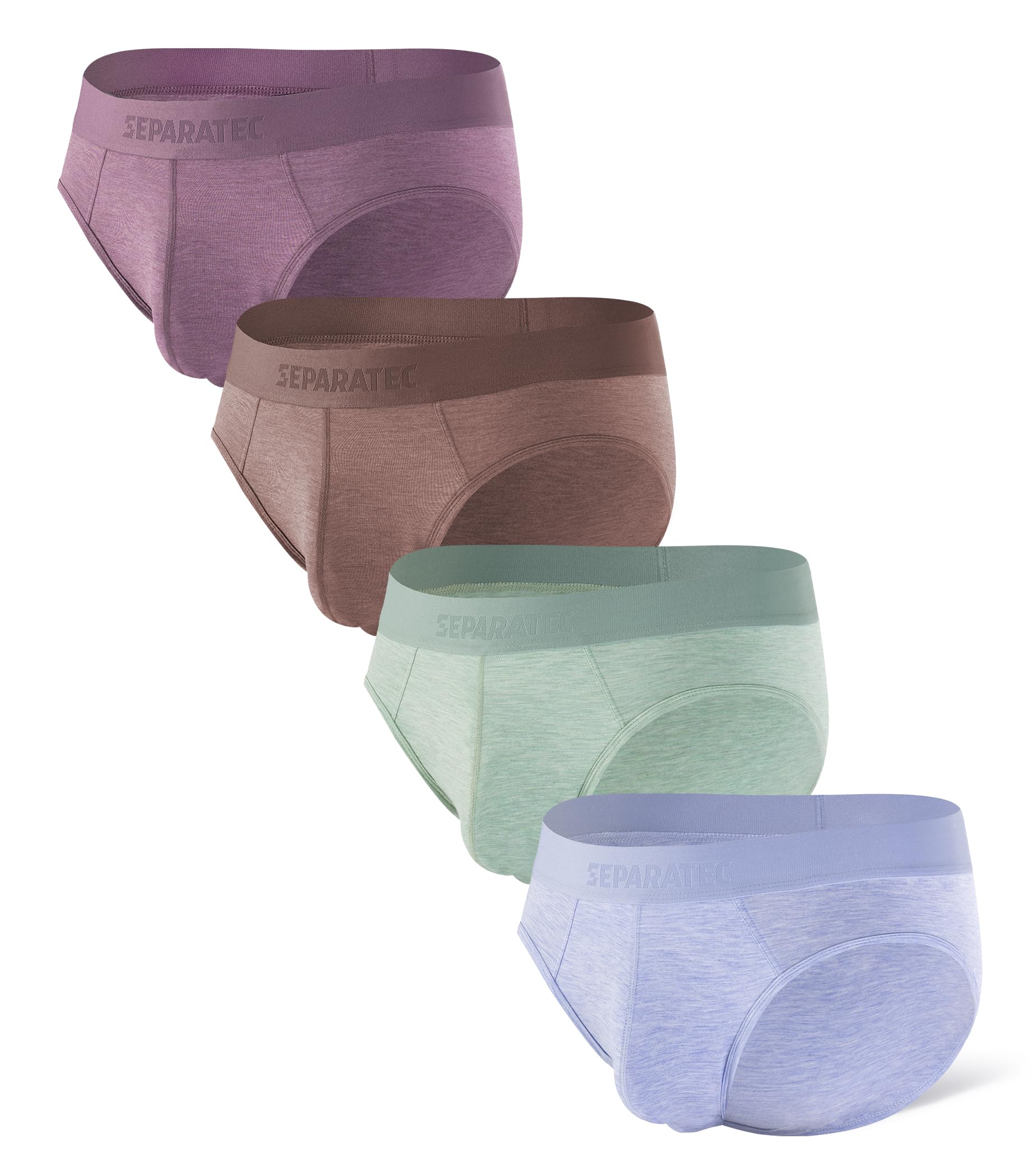 Photo 1 of Separatec Mens Underwear Briefs, Cooling Dual Pouch Rayon Made from Bamboo Underwear, Dual Pouch Mens Briefs 4 Pack(S, Light Blue Flower Gray/Dark Purple Flower Gray)