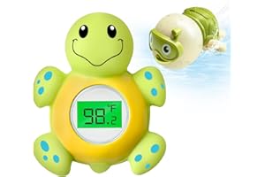 Pircaath Baby Bath Thermometer & Swimming Turtle Floating Bathtub Toys, BPA-Free Bath Thermometer Baby Safety with Backlit LCD Display, Bathtub Water Thermometers Temperature Toy for Infant, Newborn