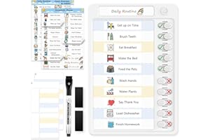 OORAII Dry Erase Chore Chart for Kids w/ 52 Stickers & Markers & 3 Double-Sided Reusable Papers, Kids Chores Board Routine Chart Responsibility Chart Reward Chart Checklist Planning Board, 1 Pack
