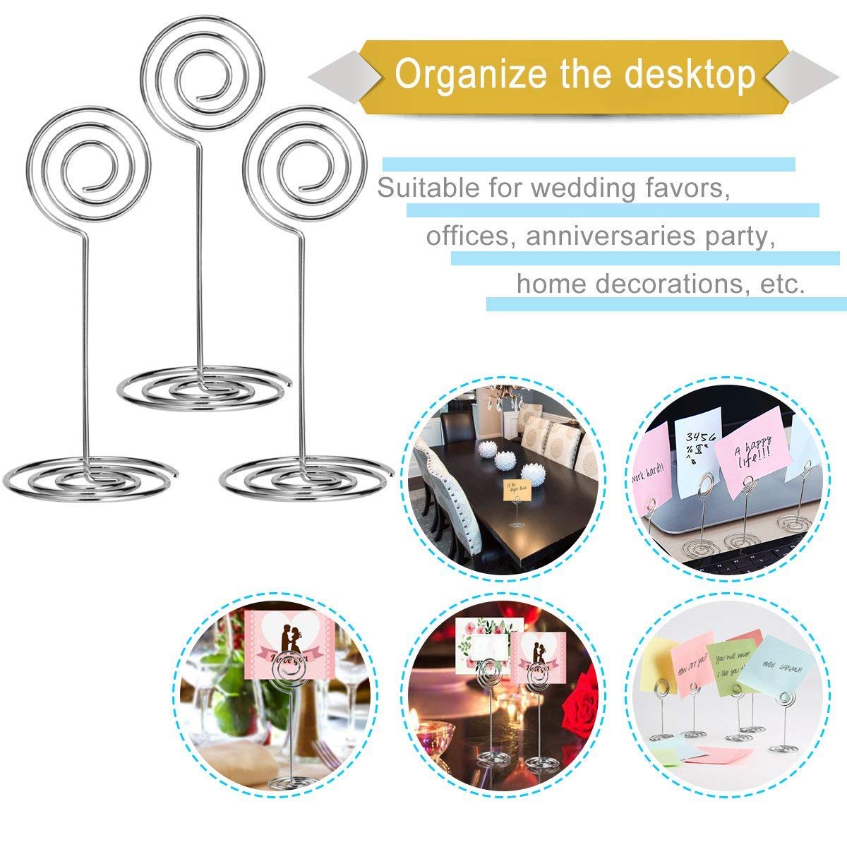 Home Kitchen Place Cards Place Card Holders Banquet Baby Shower Fomtor 20 Pack Place Card Holder Table Number Holders Table Picture Holder Wire Photo Holder For Wedding Office Party Silver