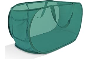 NAIRSNOW Collapsible Laundry Basket. Mesh Pop Up Laundry Hamper with Handles. Large Portable Travel Hamper, Dirty Clothes Basket for Dorm, Foldable Laundry Basket, Wash Basket, Kid Hamper,Stair basket Green. H