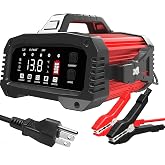 E-FAST 25A Smart Car Battery Charger, 12V/24V Automatic Automotive Battery Maintainer &amp; Desulfator with 200s Booster Mode - Adjustable Amp Trickle Charger for Lead-Acid, AGM, Gel, LiFePO4