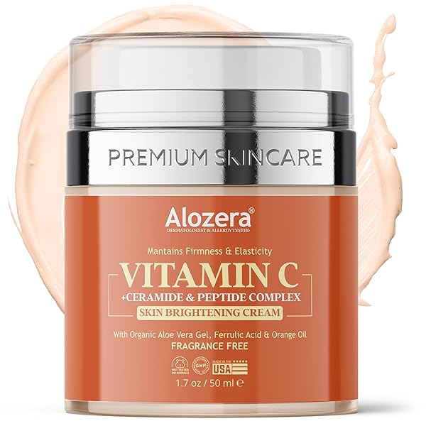 ALOZERA VITAMIN C FACE CREAM – BRIGHTENING & ANTI-AGING MOISTURIZER, PREVENTS, REPAIRS, AND NOURISHES AGING SKIN; HELPS WITH UNEVEN SKIN TONE AND WRINKLES, DAY & NIGHT CREAM – 1.7 OZ.