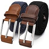 GLITZALL Elastic Mens Stretch Belt,Men Gift Woven Braided Web Belts for Golf Pants Shirts Jeans,Size Up to 57"