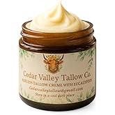 Cedar Valley Tallow Co. Handmade Ageless Tallow Crème – Grass-Fed Beef Tallow Moisturizer (Eucalyptus) – Face & Body Creme – Net Wt. 2 oz