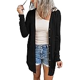 Ladlop Womens Lightweight Open Front Cardigan Casual Long Sleeve Button Down Loose Fall Cardigans