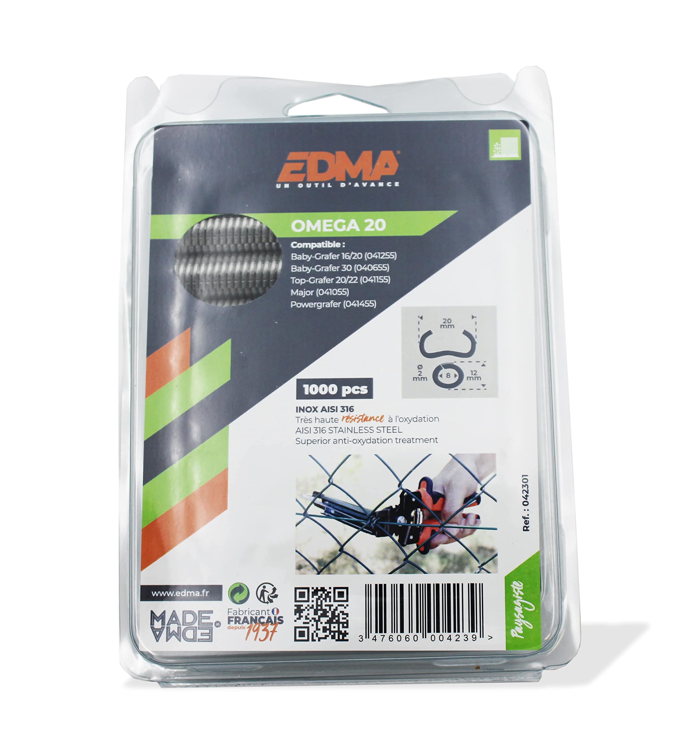 Omega 20 Fence Rings - Aisi 316 Stainless Steel - 1000 Pieces