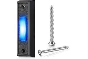 Saillong Lighted Doorbell Button, Wall Mounted Garage Door Switch with Bule LED Light Compatible with Most Wire Doorbell Chimes, Transformer, Ringers, Buzzers(Black,1 Pack)