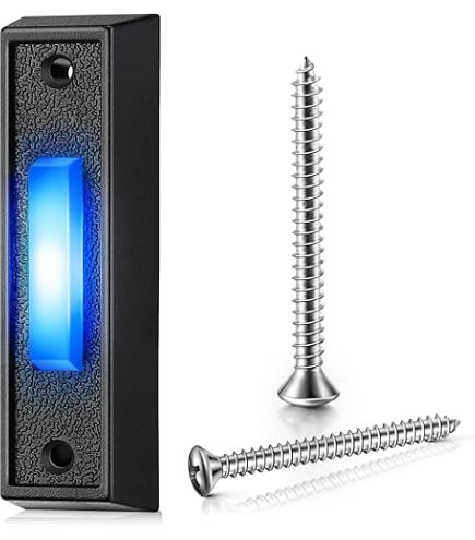 LED Lighted Doorbell Push Button Zinc Alloy 3.27 Inch 3.27 Inch Zinc Alloy Doorbell Button - LED Lighted Wall Mount Switch For Garage & Entry Doors Door Bell Button Only