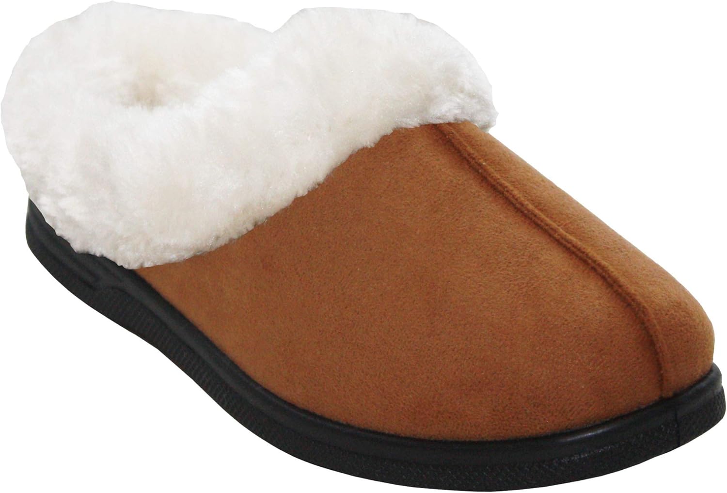 Cushion Walk Womens Ladies Slip On Fur Lined Winter Warm Hardsole Mules
