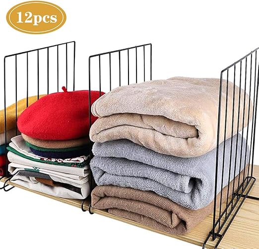 Amazon Com Mebbay 12 Pack Shelf Dividers Vertical Metal Organizer