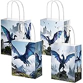 BACH AND BOUJEE Dragon Party Favors Gift Bags 12Pcs Flying Dragon Goodie Candy Bags with Handles for Dragon Bithday Party Fantasy Baby Shower Decorations Fantasy Castle Party Supplies