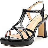 CDXJHYMY Strappy Heels for Women Square Open Toe Chunky High Heels Ankle Strap Heeled Sandals Comfort Dress Party Womens Sandals 3.3"