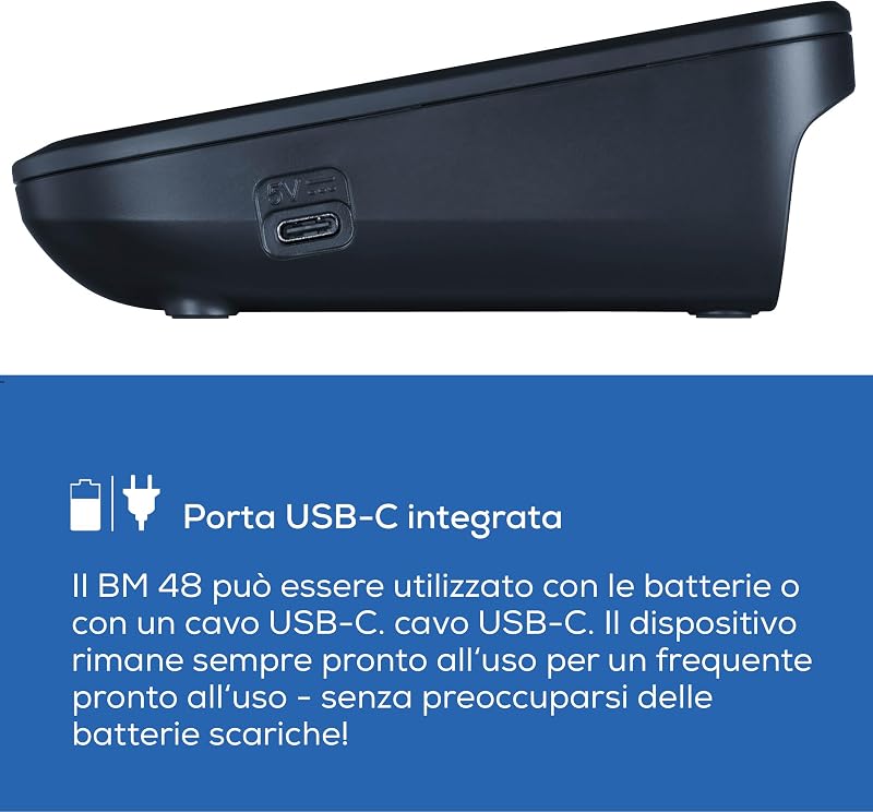 BM 48 Misuratore di pressione da braccio, funzionamento semplice con un pulsante, misurazione delicata e veloce, rilevamento aritmia, polsino 22-42 cm, con app, trasferimento dati Apple Health