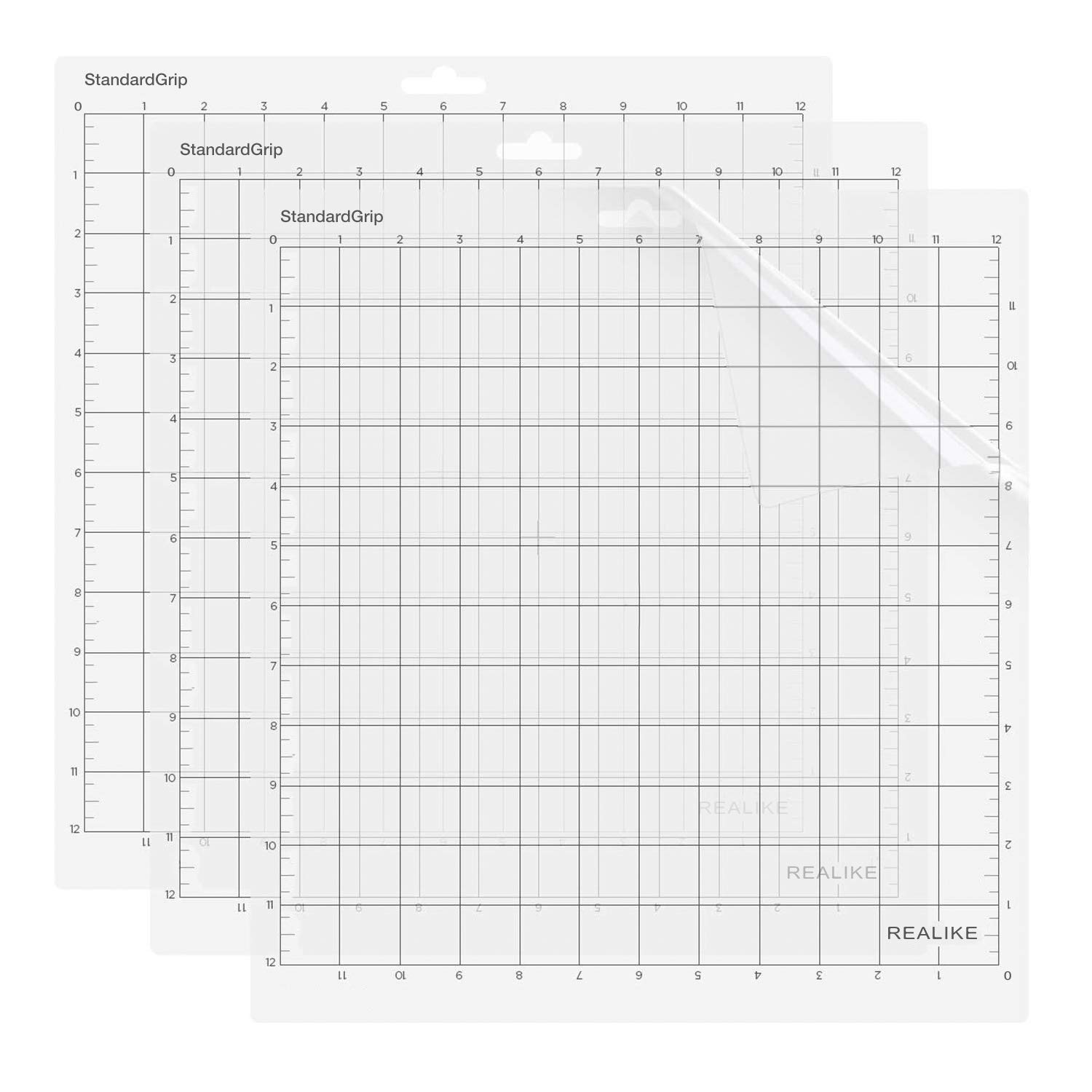 REALIKE Cutting Mat for Silhouettes Cameo,12X12 inch Adhesive Sticky in 3Pack Flexible Replacement Vinyl Cutting mat for Craft Sewing