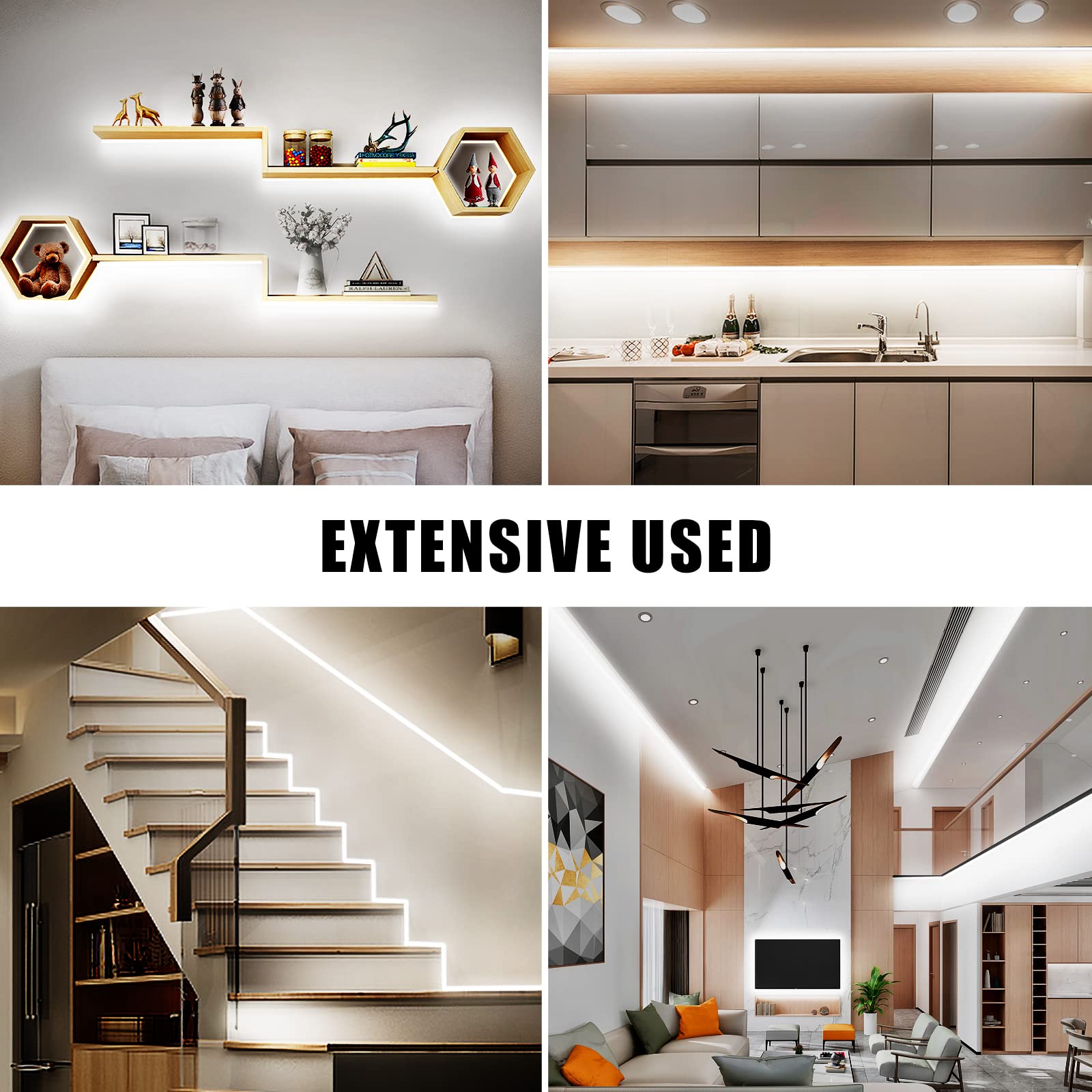 Tatazone White COB Led Strip Light Max with RF Remote, 16.4ft 6500K Dimmable Ultra Bright Daylight White COB Light Strip, Indoor COB Led Lights for Mirror, Ceiling, Kitchen, Room, Cabinet, Closet