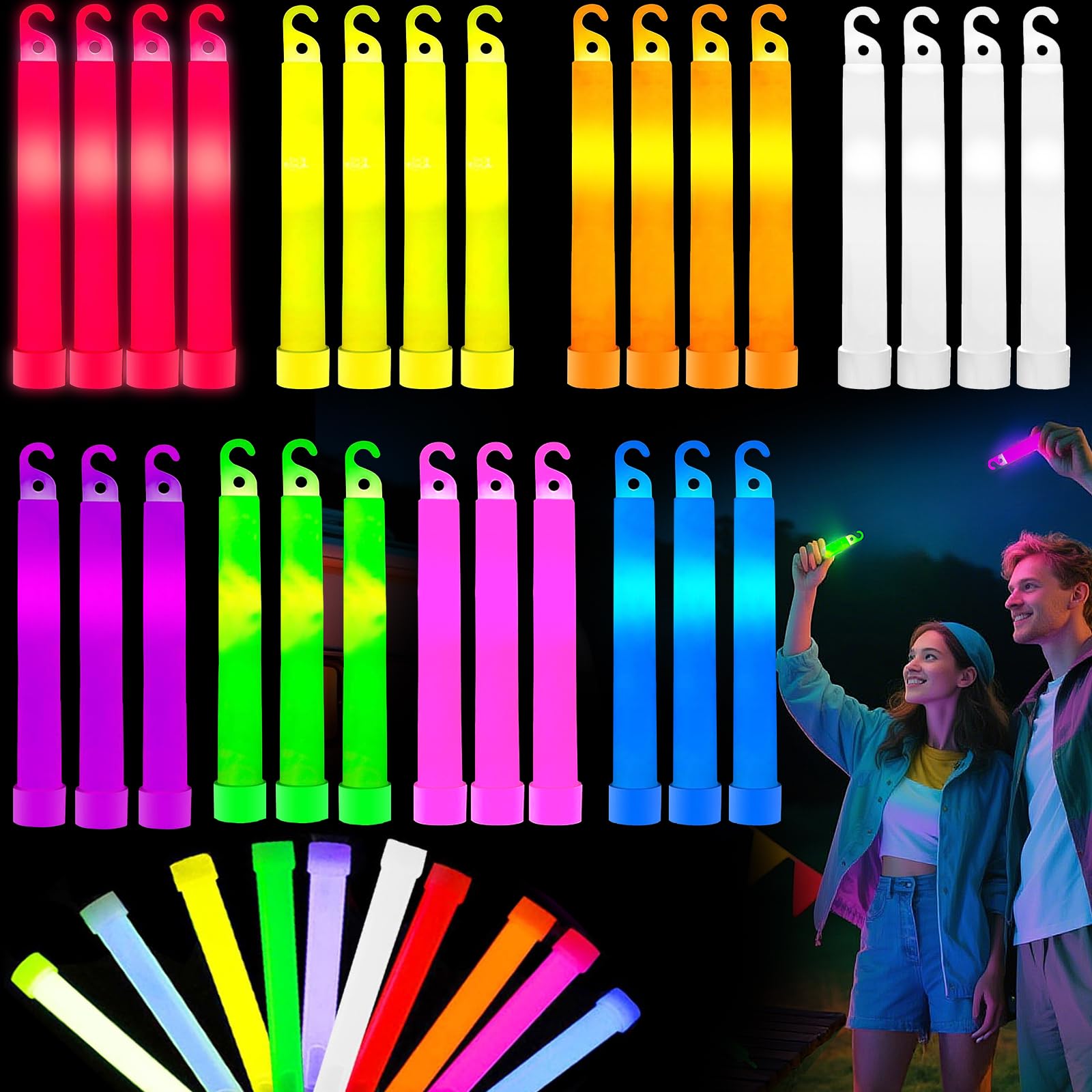 Photo 1 of 54 Pcs Glow Sticks - 4 inch Glow In the Dark Sticks Halloween Party Favors, Waterproof Glow Sticks Lights Bulk Party Pack for Kids with 9 Hours Duration, Party Favors Light Stick for Halloween Party