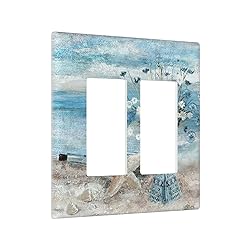 Daisy Flower Blue Beach Double Rocker Light Switch