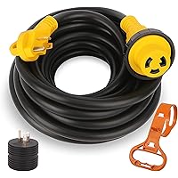 PEAKTOW PTR0115 RV Power Extension Cord 30A 25 Feet 125V 10 Gauge L5-30R to TT-30P 3750 Watts with LED Indicator, Grip Handle