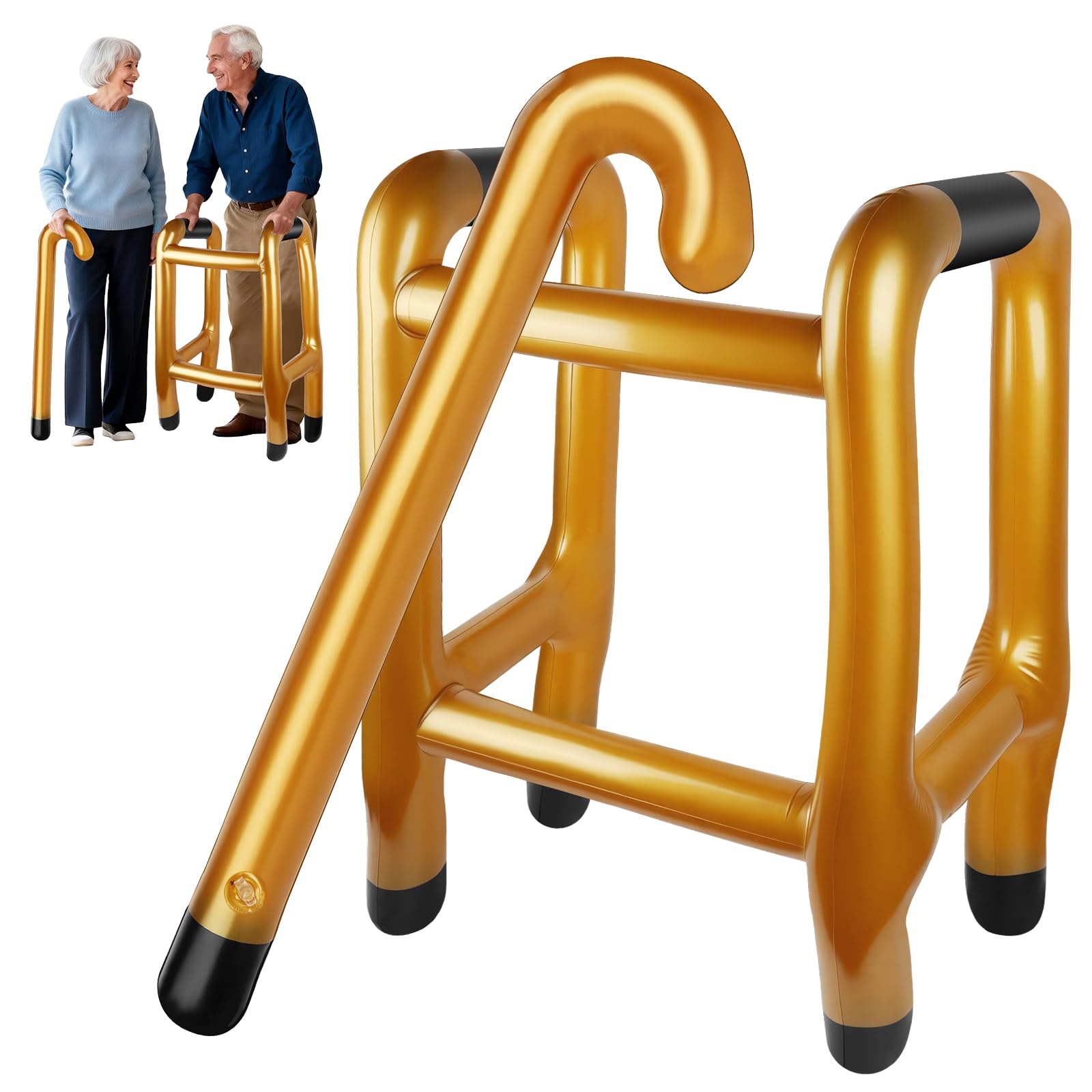 Inflatable Zimmer Frame and Inflatable Walking Stick, Blow Up Zimmer Frame, Inflatable Walking Frame, Blow Up Toy Novelty Dress Up Joke Old Man Dad Women Gran Halloween( 50 x 40 x 82 cm )