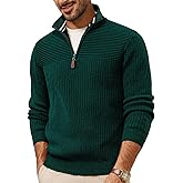 PJ PAUL JONES Mens Quarter Zip Sweater Long Sleeve Casual Pullover Knitted Textured Dress Sweaters