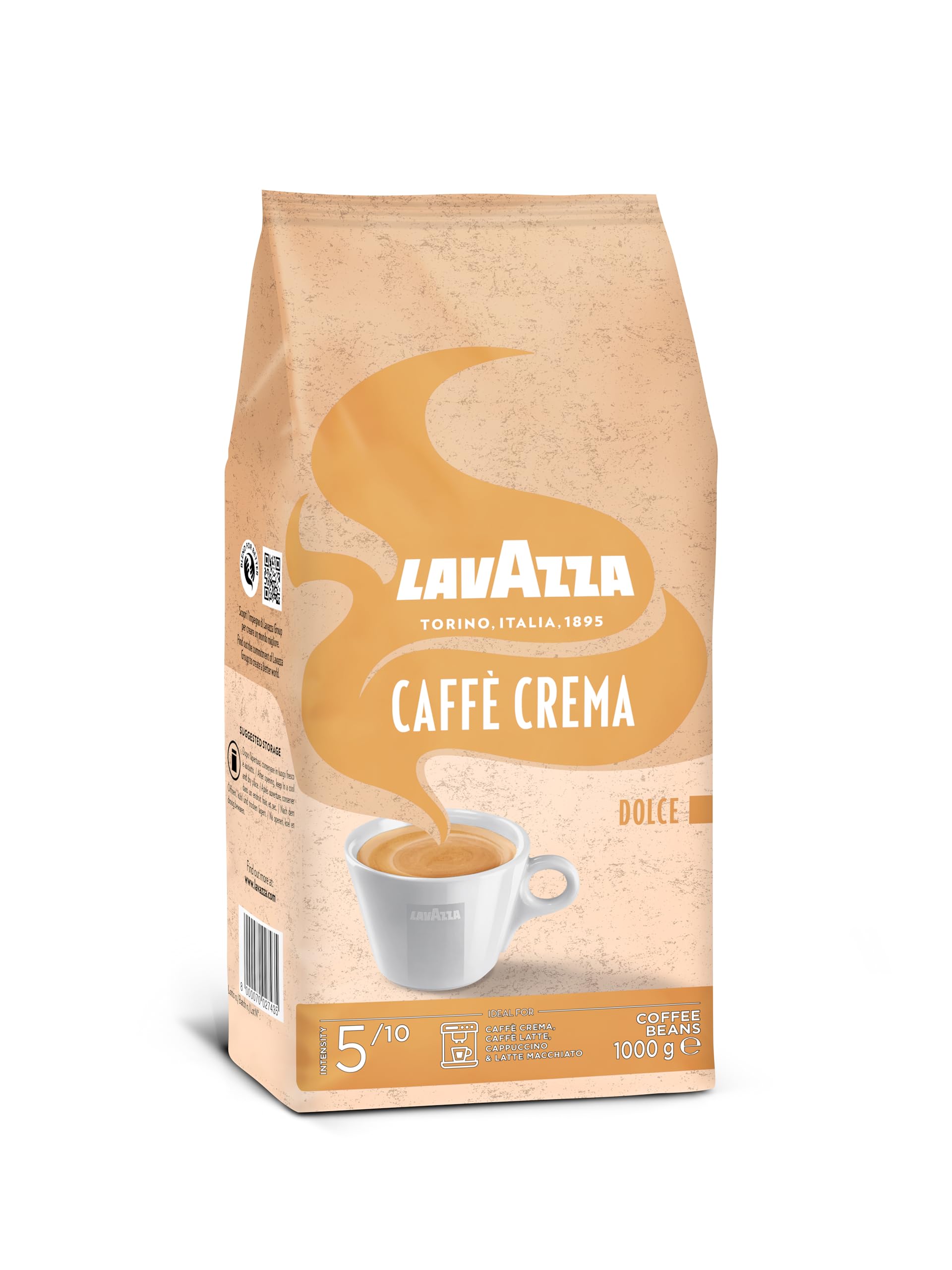 Lavazza, Caffè Crema Dolce, Arabica und Robusta Kaffeebohnen, Ideal für Espressomaschinen, mit Aromanoten von Trockenfrüchten, Nussiger Geschmack, Intensität 5/10, Mittlere Röstung, 1 kg Packung 3
