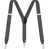 Vauhse Suspenders for Men, Adjustable Suspenders with Elastic Straps Y-Back Construction Heavy Duty for Work