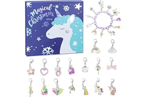 SWIND Christmas Advent Calendar 2025 for Girls Boys with 24 Days Unique Gift Countdown Calendar Blind Box Blue UnicornTheme DIY Creative Charm Pendant Bracelet Necklace Daughter Granddaughter niece