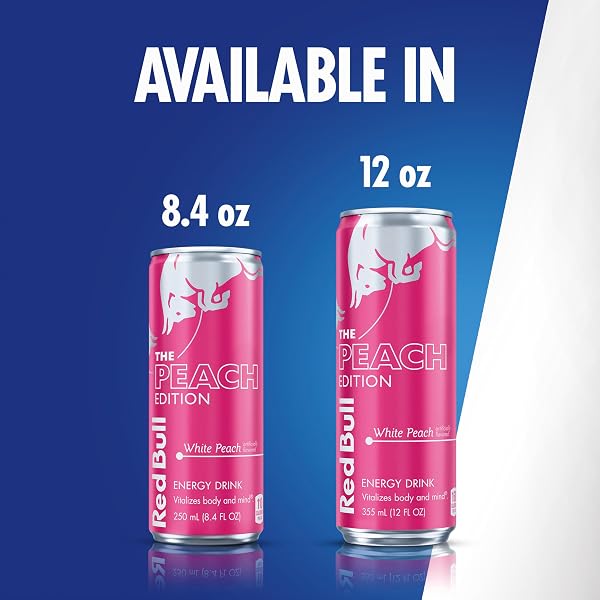 RED BULL PEACH EDITION ENERGY DRINK, WHITE PEACH, 8.4 FL.OZ. CAN, WITH 80MG CAFFEINE, TAURINE & B VITAMINS