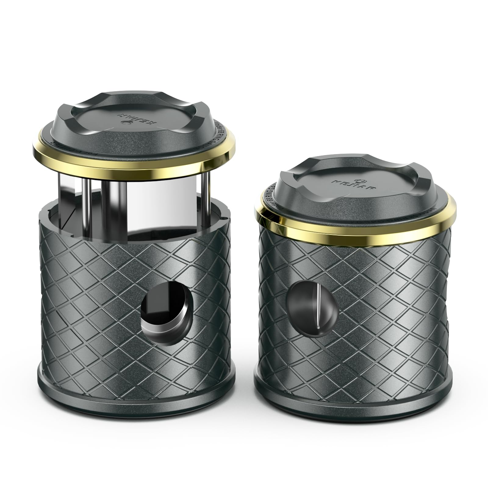 Photo 1 of KEJIAR Desktop Cigar Cutter, 4-in-1 Rhombic Look Cigar Cutter with Cigar Holder, Two Size Guillotine, V-Shaped Cigar Cutter, Cuts up to 68 Ring Size Cigars, Gift Box Gifts for Men (Grizzly)