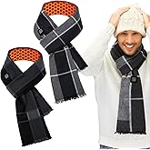 Chicingyou 2 Pack Heated Scarf Rechargeable Neck Warmer 3 Temp Setting for Mom Dad Christmas Winter Gift No Battery Bank(Large Squares)