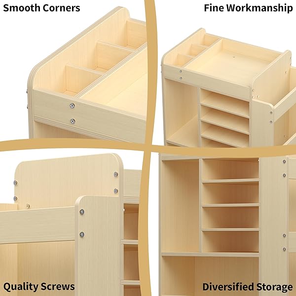 ART CART ROLLING WOOD, ARTS AND CRAFTS SUPPLY ORGANIZER, MULTI-FUNCTIONAL STORAGE CABINET CRAFTS, DIY UTILITY CART WITH PAPER STORAGE SHELF, ART SUPPLY HOLDER FOR CLASSROOM, OFFICE, BEDROOM