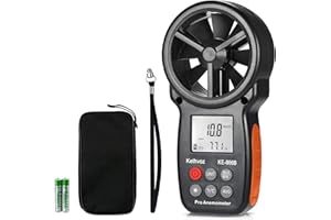 Kethvoz Anemometer, Digital Wind Speed Meter & CFM Air Flow Tester - Handheld Device to Measure Wind Velocity, Temperature, CFM for HVAC, Drone Flying, Sailing, Hunting